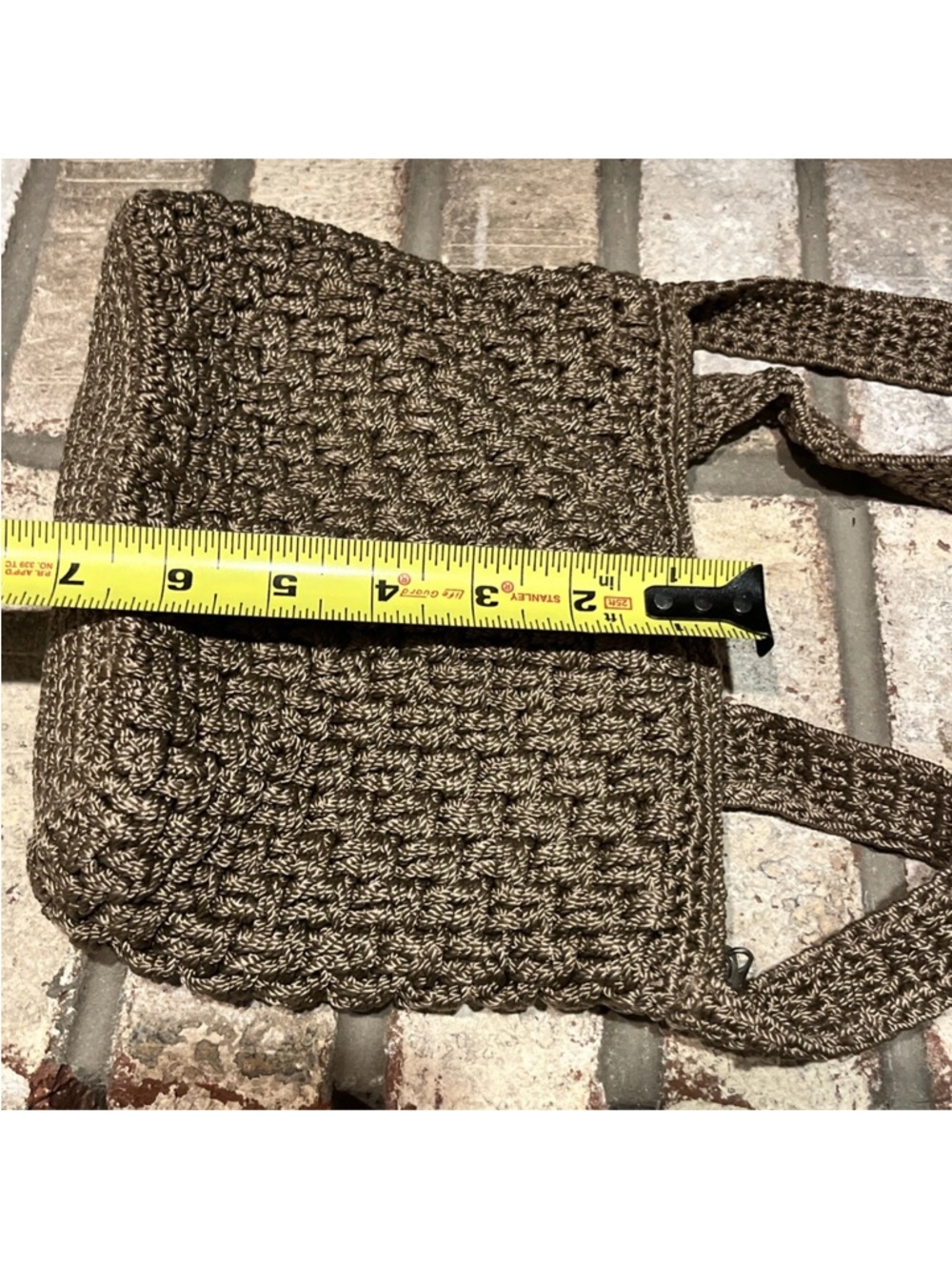 The SAK Original Taupe Knit Woven Crochet Shoulder Bag  BOHO Cottagecore - Picture 6 of 8